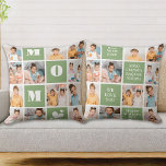 Coussin Fête des Mères MOM Modern Green 12 Photo Collage<br><div class="desc">Voici le cadeau parfait pour le meilleur MOM jamais réalisé - un coussin photo-collage personnalisé! Cette coussin moderne et élégante offre de l'espace pour 12 images spéciales, MOM audacieuse dans un design de bloc de couleur, créant un cadeau unique et sentimental que toute mère adorerait. Avec les espaces pour ajouter...</div>