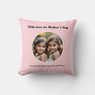 Coussin Fête des Mères personnalisée Joli rose Photo migno