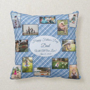 Coussin Fête des pères Famille Photo Collage Modèle Plaid