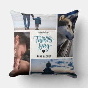 Coussin fête des pères heureuse photo collage Noms personn