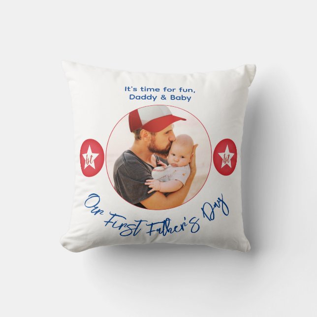 Coussin Fête des pères moderne simple Red Keepsaké photo p (Recto)