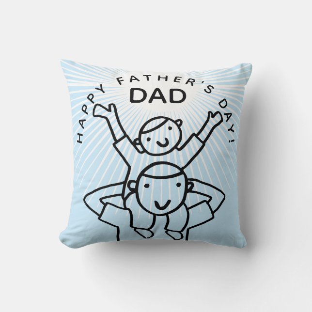 Coussin Fête des pères papa avec dessin animé pour enfant (Recto)