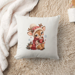 Coussin Fête des rennes de Noël scandinave Fair Isle
