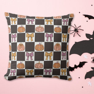 Coussin Fête d'Halloween Coquette Fille Citrouille Arc Pré