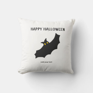 Coussin fête d'Halloween moderne écriture chauve-souris no