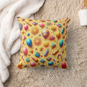 Coussin Fête en jaune