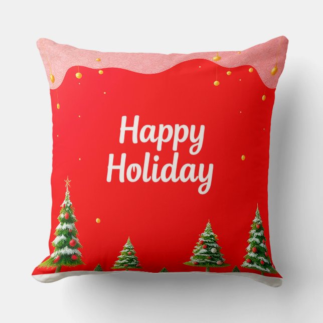 Coussin Fête Festive avec les arbres de Noël (Recto)