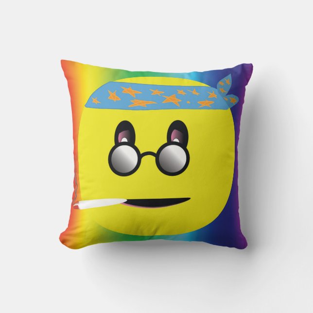 Coussin Fête sur le visage jaune (Recto)