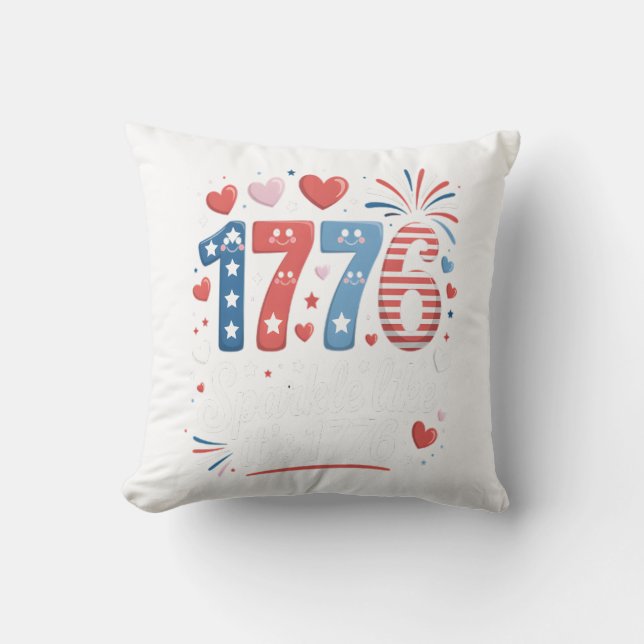 Coussin Feu d’artifice 4 juillet 1776 (Recto)