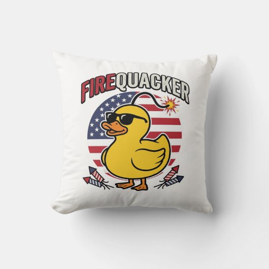 Coussin Feu d'artifice Canard Patriote Conception Vectorie (Recto)