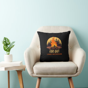 Coussin Feu de camp du lac Michigan