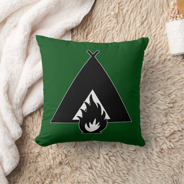 Coussin Feu de camp et tente (Couverture)