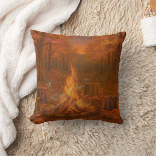 Coussin Feu de joie du crépuscule d'automne