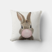 Coussin Feu de lapin rose bulle gomme (Recto)
