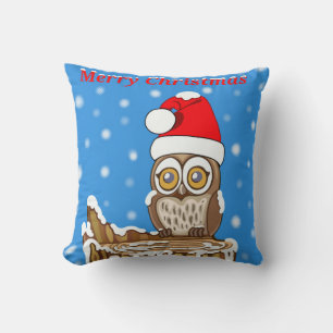 Coussin Feu de neige la Chouette à Noël