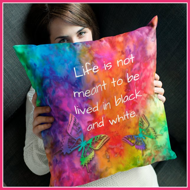 Coussin [Feu et glace] Cravate à papillon arc-en-ciel Boho (Créateur téléchargé)
