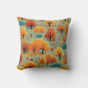 Coussin Feuillage aquarelle rustique mignon automnal Arbre