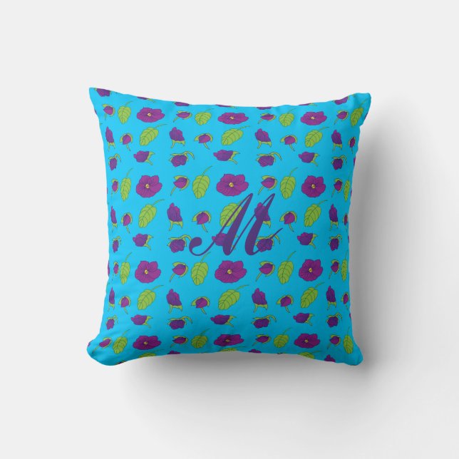 Coussin Feuillage de fleurs violettes design motif Jeu d'o (Recto)