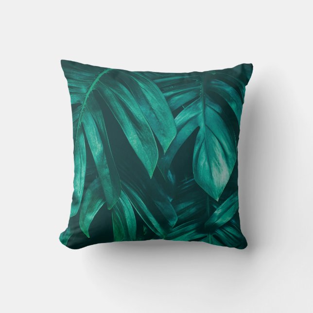 Coussin feuillage de la jungle tropicale, feuillage vert f (Recto)