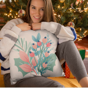 Coussin feuillage de Noël simple ferme rustique
