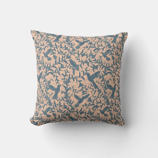 Coussin Feuillage des colibris bleu vintage (Recto)