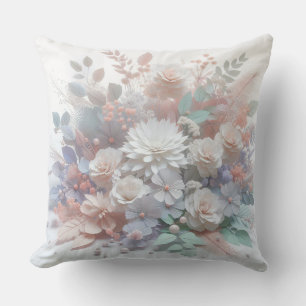 Coussin Feuillage et fleurs de couleur pastel