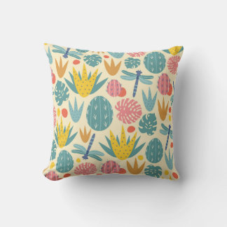 Coussin Feuillage préhistorique et libellules
