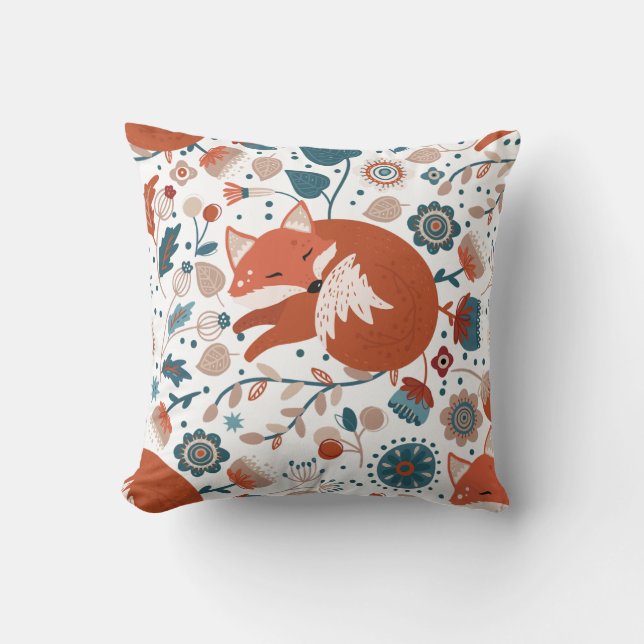 Coussin Feuillage rose et blanc élégant sur fond noir (Recto)
