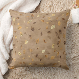 Coussin Feuillage rustique d'automne - Teinte brun jaunâtr