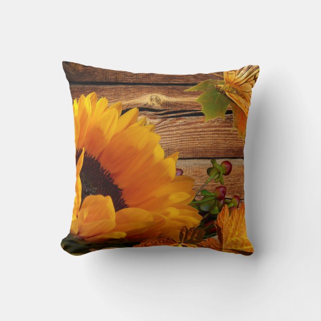 Coussin Feuillage rustique de papillon de tournesol (Recto)