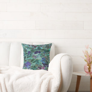 Coussin Feuillage turquoise de motif de feuille