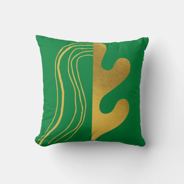 Coussin Feuille Abstraite Gold Green moderne (Recto)
