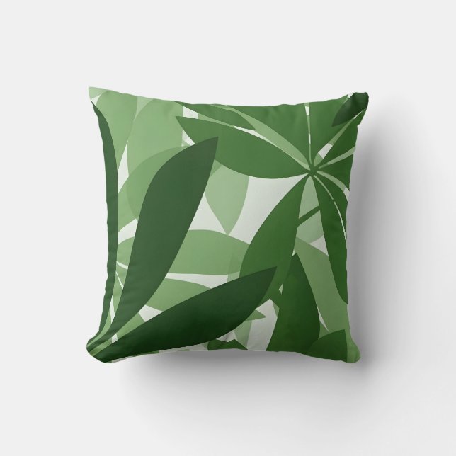 Coussin feuille botanique fraîche verte intérieure (Recto)