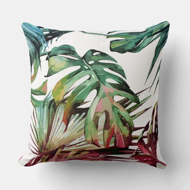 Coussin Feuille coloré de monstera (Recto)