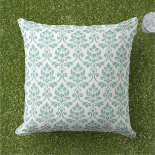 Coussin Feuille Damask Motif Turquoise