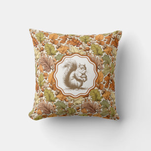 Coussin Feuille d'automne Berry Écureuil Vintage William M