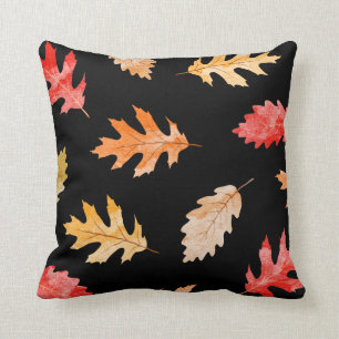 Coussin Feuille d'automne décoratif d'aquarelle du coussi