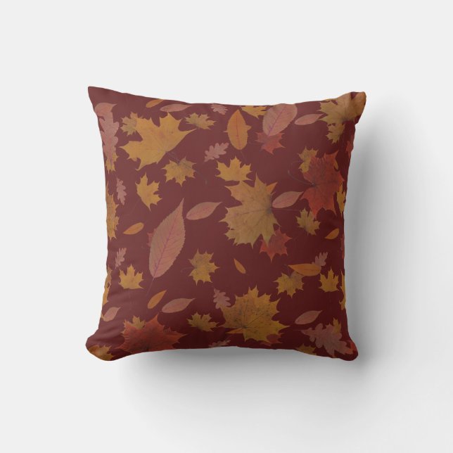Coussin Feuille d'automne d'or sur la couleur faite sur (Recto)