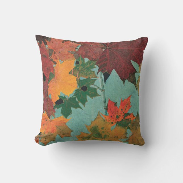 Coussin Feuille d'automne lumineux (Recto)