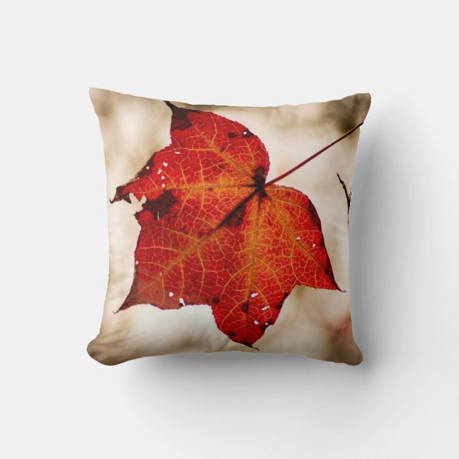 Coussin Feuille d'automne orange (Recto)