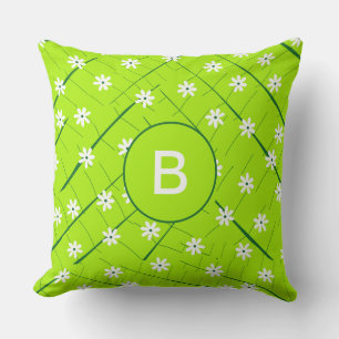 Coussin feuille de banane tropicale et fleurs vert botaniq