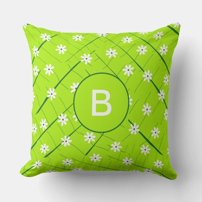 Coussin feuille de banane tropicale et fleurs vert botaniq (Recto)