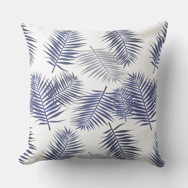 Coussin Feuille de date de palme bleu (Recto)