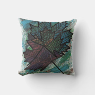 Coussin Feuille de Érable Abstraite Art en Ligne Graphique