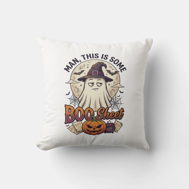 Coussin Feuille de fantôme de citrouille d'Halloween Lune  (Recto)