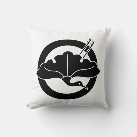 Coussin Feuille de ginkgo en forme de grue sur cercle (Recto)