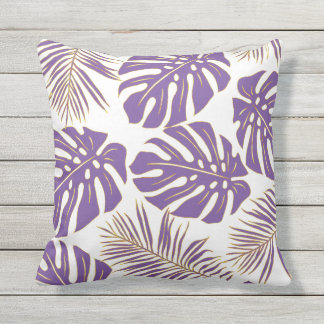 Coussin Feuille de la monstère tropicale violette