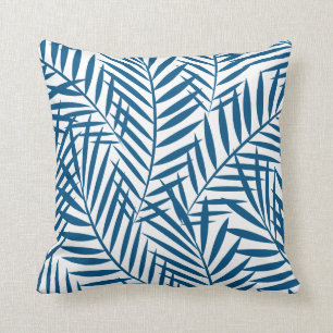 Coussin Feuille de palme bleu tropical