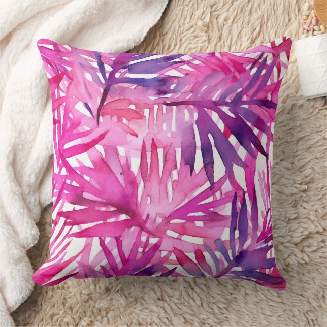 Coussin Feuille de palme de jungle rose-chaud (Couverture)