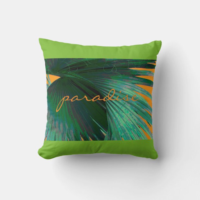 Coussin feuille de palme d'oreiller tropicale avec texte s (Recto)